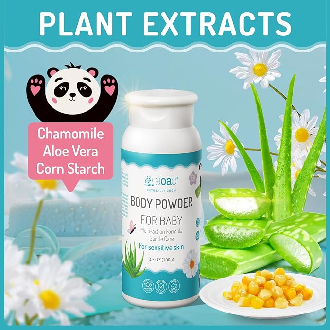 Baby Body Powder | Cornstarch + Lavender Pollen Formula, Gentle Care & Rash Prevention, Talc-Free, Soothing & Moisture-Absorbing, Newborn Essential, Suitable for Sensitive Skin, 100g/3.5oz (2pack)