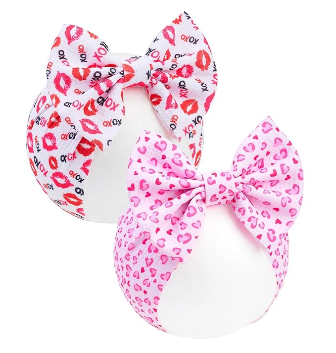 Heart Baby Bow for Baby Girls Large Hair Bows Red Headband Wide Newborn Bows Newborn Bows Headbands Hairbands Hair Accessories.(FD104-Love Red)