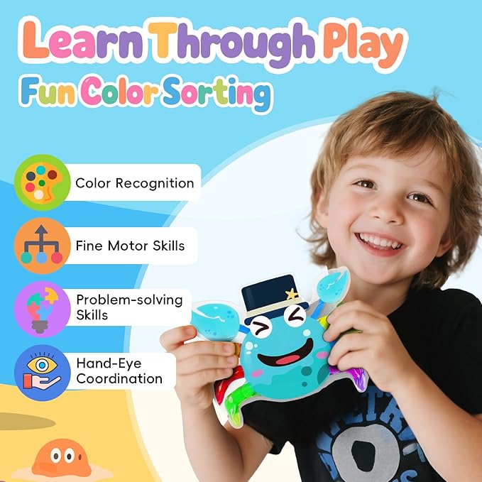 3PCS Color Sorting Toys for Toddlers, Montessori Sensory Toys Preschool Learning Activities Fine Motor Skills Fidget Quiet Educational Gift for Kids Age 3+