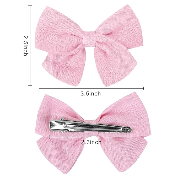 OAOLEER 40Pcs 3.5Inch Hair Bows for Toddler Girls - Linen Neutral Pigtail Bows Double Bun Ponytail Bows Alligator Clips Hair Barrettes Accessories for Baby Little Girls Kids in Pairs