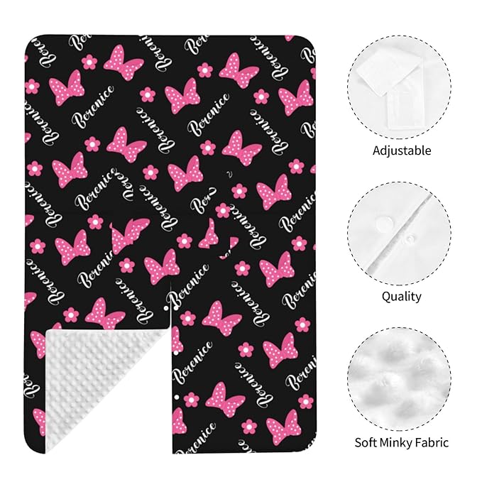 Custom Baby Car Seat Cover with Name – Personalized Pink Bow Nursing Cover, Infant Carseat Canopy, Shopping Cart Cover – Soft, Breathable & Warm – Ideal Shower Gift for Baby Girls