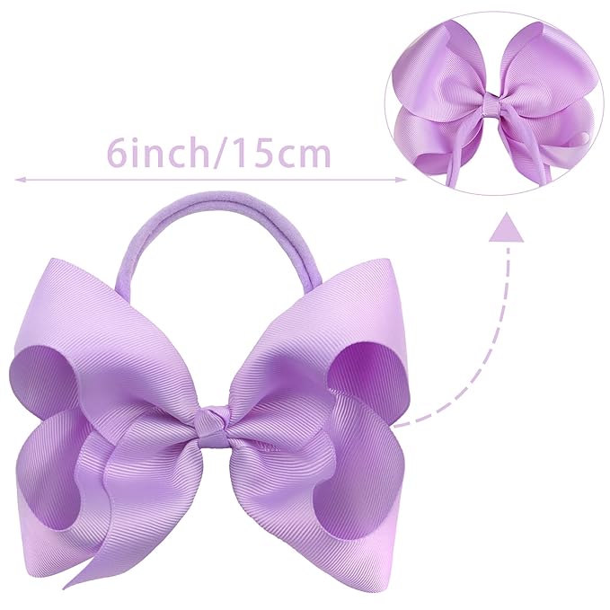 2Pcs 6 Inches Ribbon Baby Girls Headbands Infant Elastic Hairbands Large Cheer Bow Hair Band Accessories for Child Toddlers Girls (Black)
