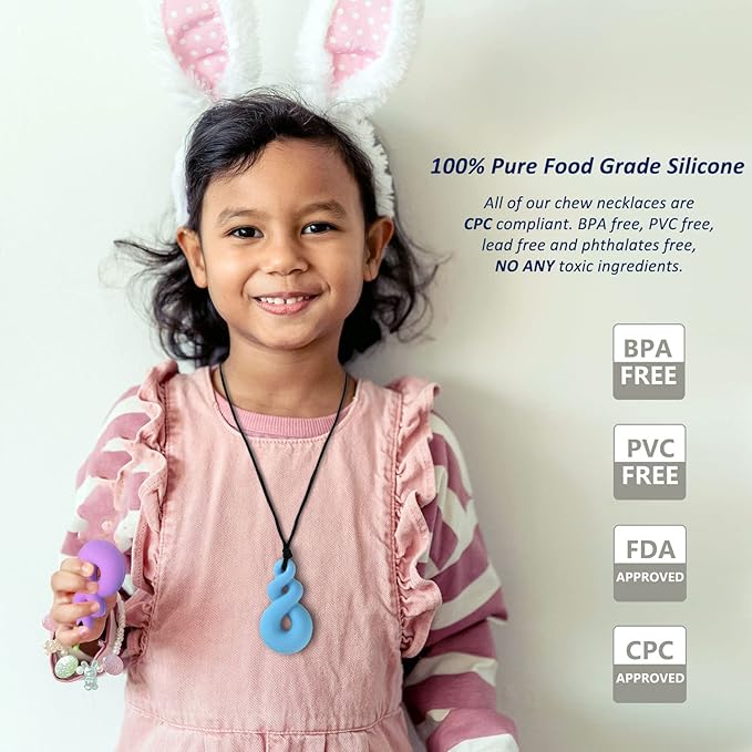 Chewy Necklace Sensory Toys for Kids with Autism, 10 Pack