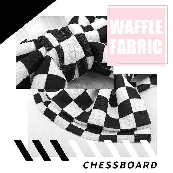 YanJie 2PCS 7’’ Black Bows for Baby Girls Checkered Headband Double Layered Bow Infants Toddler Hair Accessories Newborn Headbands Baby Clothes
