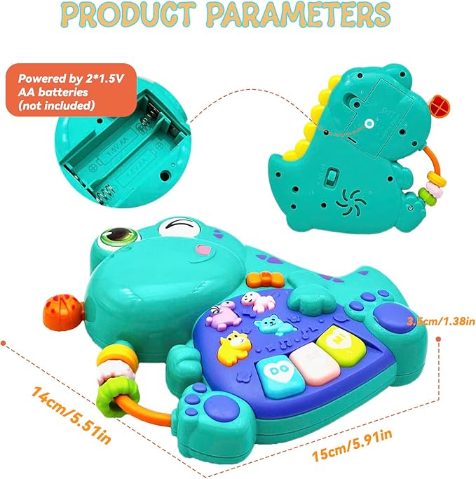 Baby Musical Toys for 1 Year Old Boy Girl, Light Up Music Developmental Learning Toy for Toddlers , Tummy Time Toy12 - 18 Months, Baby Birthday Gift (Dinosaur)