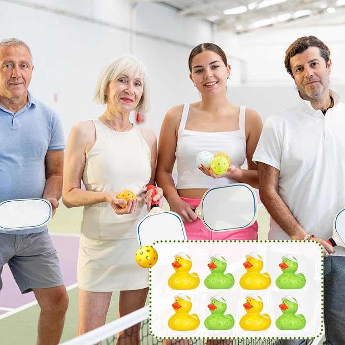 Deekin 24 Pcs Dink Ball Rubber Ducks 2 Inch Bulk Sport Party Favors for Team Events Decorations Birthday Party Supplies Club Player Gift