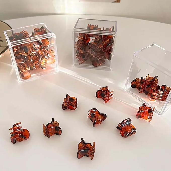 100PCS Tiny Hair Clips for Girl,Mini Claw Clips for Women, 1cm Plastic Mini Claw Clips for Babies, Hair Accessories Non Slip Pins Hair Clamps,Designed for Thin Or Thick Hair,Good Gift(Coffee)