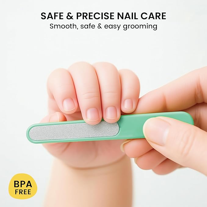 Lulyboo 4-in-1 Newborn Baby Grooming Kit - Compact Travel Case, Stainless Steel Nail Clipper, Rounded-Tip Scissors, Nail File & Baby Tweezers, BPA-Free, Wipe-Clean Exterior, Durable & Portable