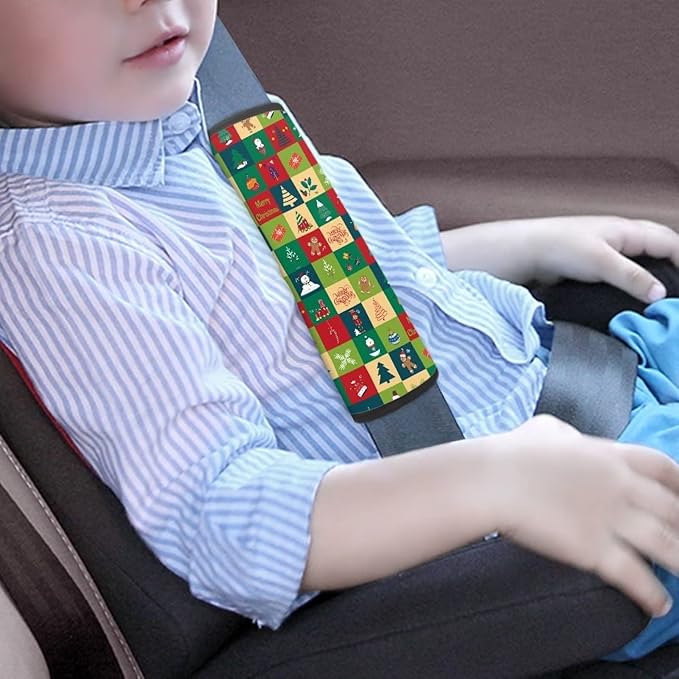 AFPANQZ Christmas Pattern Car Seat Belt Pads Covers for Baby Kids Toddler Soft Comfortable Seat Belt Shoulder Pads Soft Comfy Seat Cushion Shoulder Straps Cushion for Backpack Bag Xmas Decor