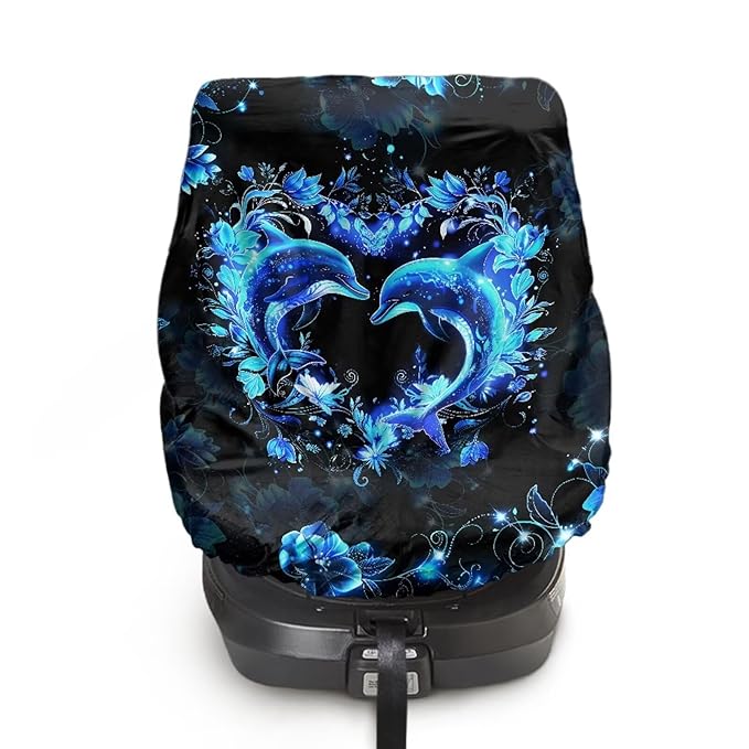 XYZCANDO Dophin Car Seat Sun Cover for Baby Elegant Baby Car Seat Cover for Travel Washable Baby Car Seat Shade Cover for Travel Summer Carseat Cover Protect from Sun/Hot Days 2025