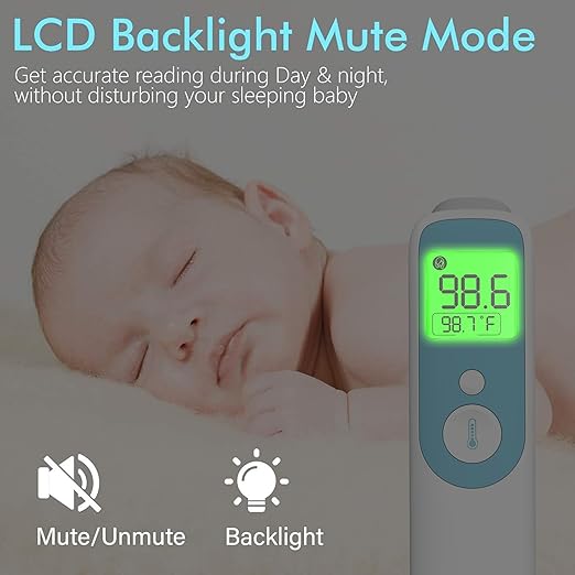 20C Ear and Forehead Thermometer for Baby&Adults Digital Infrared Thermometer with 1s Reading Easy Operation 4-Color Backlight Data Storage Fever Alarm Magnetic Cap for Body Surface & Room Use