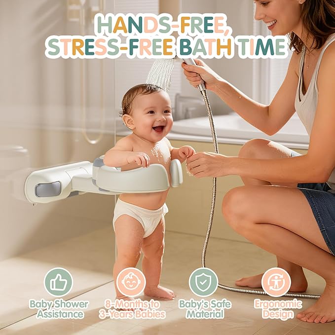 Baby Bath Stand-Baby Shower Stand Duck with Strong Suction Cups. Foldable Adjustable Bath Support for Infants Toddlers 8-36 Months, Babies Shower Gifts Soporte para Bañera de Bebé Toddler Bath Helper