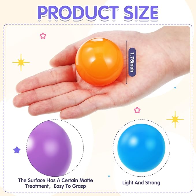 Civaner 12 Pieces Multi Colored Plastic Replacement Balls Small Bulldozer Popper Toy Balls 1.75 Inch Soft Crush Proof Air Filled Ocean Ball for Toddlers (Vibrant)
