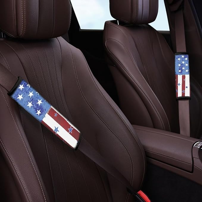 American Flag 4 Pack Seat Belt Cover Car Seat Shoulder Strap Pads Seat Belt Pad Seatbelt Covers Compatible with Most Car Accessories for Women