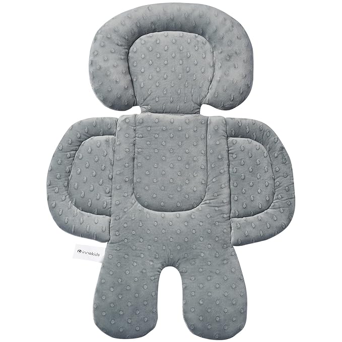 Innokids Infant Car Seat Insert for Newborn, 2 in 1 Reversible Soft Padded Baby Head and Body Support for Stroller, Carseat, Swing (Beige/Gray)