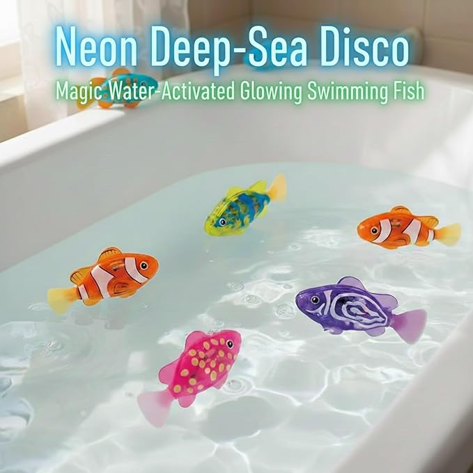 Magic Water-Activated Glowing Swimming Fish, Neon Deep-Sea Disco, Interactive Colorful Robot Fish, Swimming Robotic Luminous Function, Waterproof Aquarium Bath Time Fun(Orange)