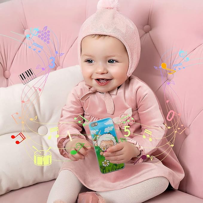 Wolmund Toy Learning Play Cell Phone with 8 Functions and Dazzling Lights Interactive Toy for Toddler Baby Kids Boys Girls, White