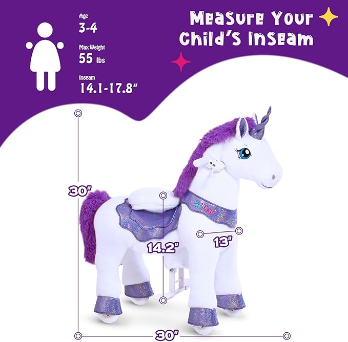 PonyCycle Ride on Unicorn Toys Rocking Horse,Essential Model E Riding Unicorn Mechanical Moving Walking Horse, Giddyup for Children 3 to 4 Years Old Spirit Horse Toys Girls Riding Toys Purple E313