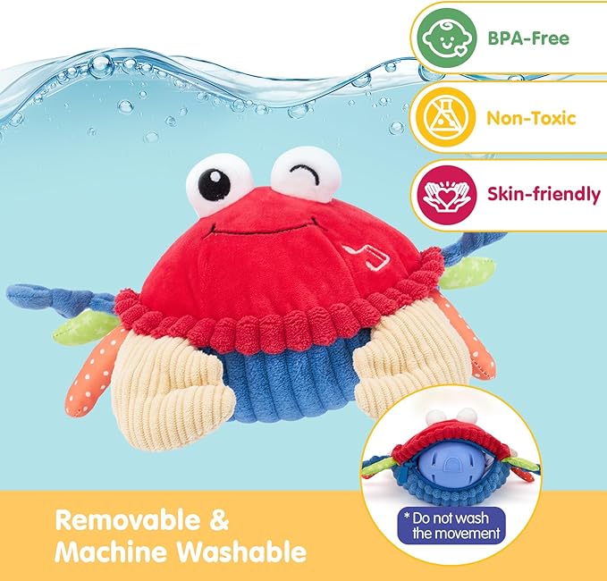hahaland Baby Toys 6+ 12-18 Months - Crawling Musical Dancing Walking Moving Bouncing Learning Crab Tummy Time Toy Sensory Toddler Toys for 1-3 Year Old Birthday Easter Basket Stuffers