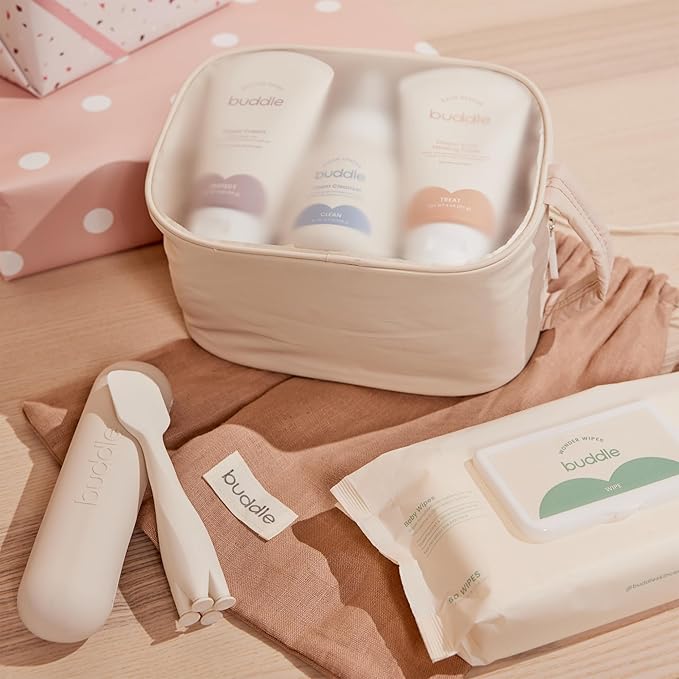 Buddle Diaper Rash, 6-Piece Kit, 40% Zinc Oxide Ointment, Diaper Cream, Foam Cleanser, Wipes, Paddle Pal Silicone Spatula & Bag