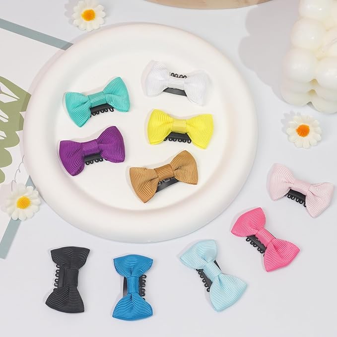 40PCS Baby Girls Fine Hair Clips 1.75Inch Grosgrain Ribbon Hair Bows Snap Hair Clips Barrettes Handmade Hair Accessories For Girls Newborns Infants Toddlers