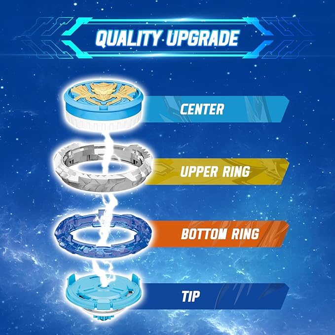 Infinity Nado Spinning Top for Children Metal Toy Boys, Battle Tops Spinning Top Launcher Toy Boys, Spinning Tops Boys from 5 6 7 8 9 10 11 12 Years, Power Pack Gale Wings