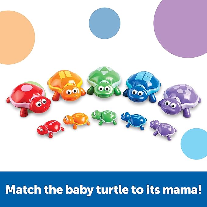 Learning Resources Number Turtles Set - 15 Pieces, Ages 18+ Months, Fine Motor Toys for Toddlers, Counting, Color & Sorting for Kids