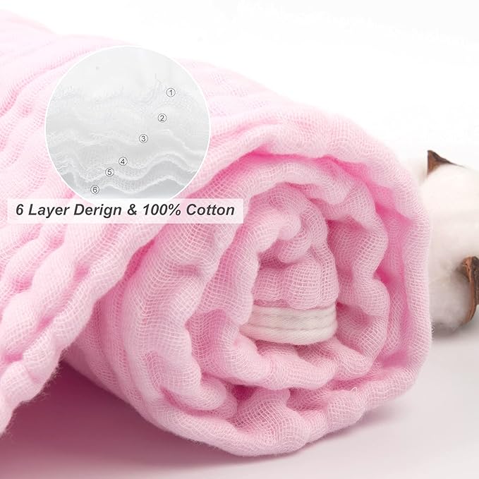 babygoal Baby Bath Towels 2 Pack, 100% Muslin Cotton Hooded Towel for Newborn,Toddler,Infant, Absorbent & Hypoallergenic Baby Gift for Boys Girls 35"x35" T0102