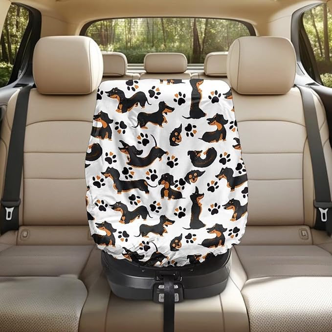 Car Seat Cover Baby Car Seat Sun Shade Cover with Dachshund Print, Toddler Car Seat Cover Replacement Heat Protector Fashion Toddler Car Seat Accessories