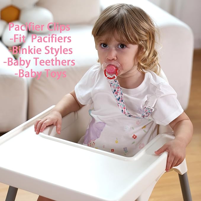 ALVABABY Pacifier Clips 8 Pack Floral Paci Clip Holder Leashes Fits Most Pacifier Binkie Styles Teethers
