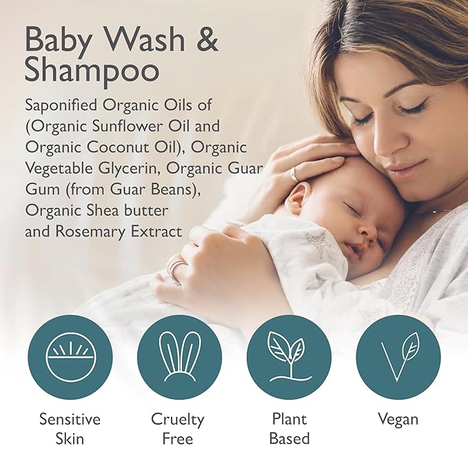 SoCal Suds & Company Baby Body Wash & Shampoo - Shea Moisture for Sensitive Skin - Fragrance Free Hair & Body Soap - Gentle Bath Products for Toddlers & Babies - 2 Pack Fragrance Free12oz Bottles