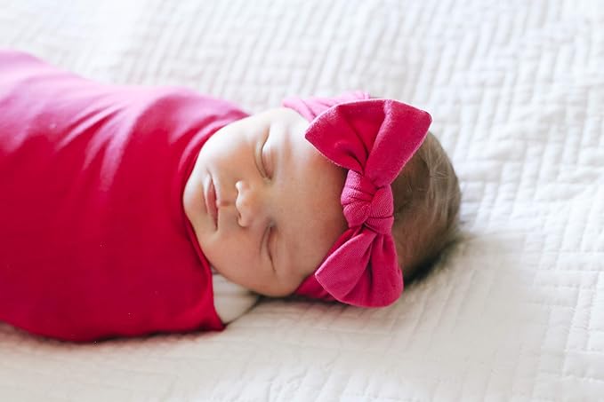 Copper Pearl Baby Stretchy Soft Knit Headband Bow Berry