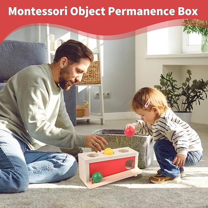 Montessori Toys Object Permanence Box, Ball Tracker Drop Push Toy for Baby Toddler Kid Preschooler 1-3,Early Learning Activity, Educational Cause and Effect Game,Gift for Boys Girls