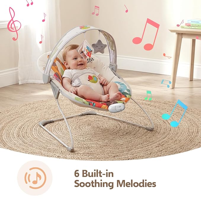 Baby Bouncer for Infant, Baby Bouncer seat,Electric Infant Bouncers with Music for Babies 0-6 Months Up to 20 lbs