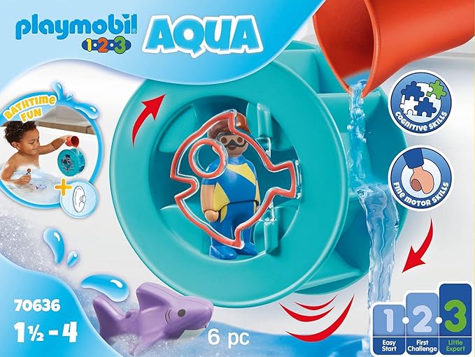 Playmobil 1.2.3 Aqua Water Wheel with Baby Shark