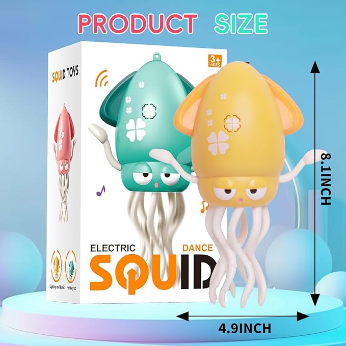 DYALE Dancing Squid Baby Toy, Dancing Music Squid Baby Toys for Ages 3 and Up for Kids,Yellow