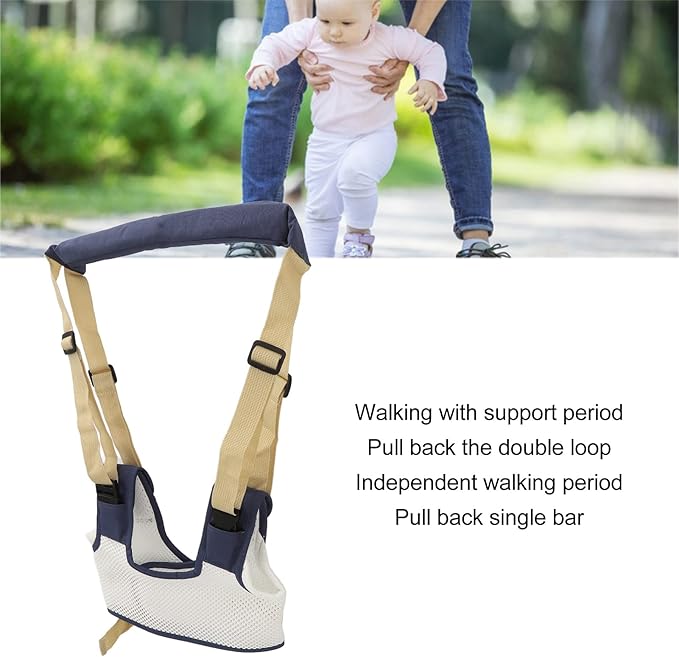 Baby Walking Harness, Adjustable Multi Functional Standing Up Belt, Detachable 3D Breathable Baby Walking Helper, Handheld Safety Harness Assistant Belt for Toddlers Infants Child(Dark Blue)