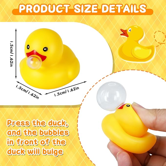 [24 Pack] Yellow Rubber Ducks, Bubble Mini Rubber Ducks in Bulk, Quiet Waterproof Bathtub Toys for Stress Relief, Pool Party, Baby Shower Game & Birthday Gifts