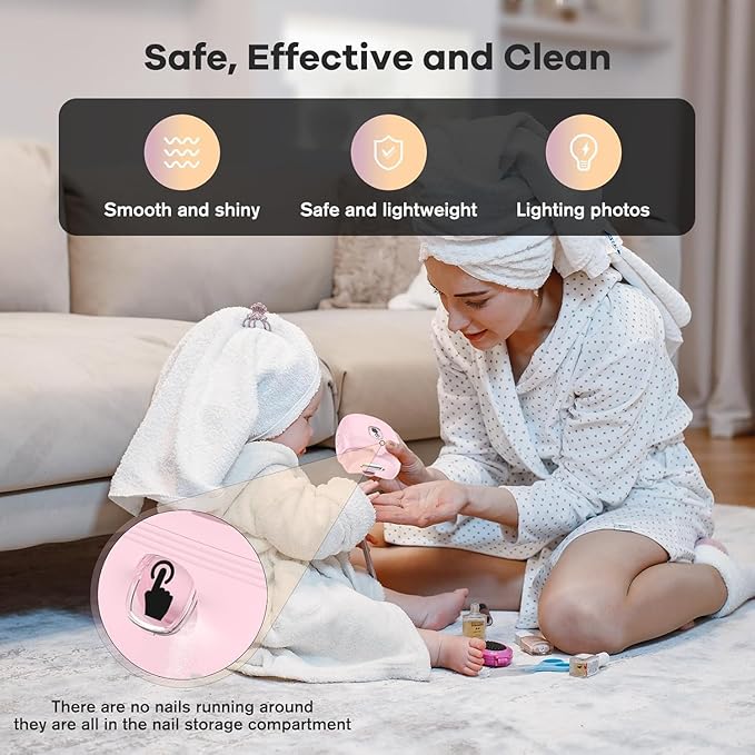 Electric Nail Clipper,Automatic Baby Electric Nail Trimmer,2 Speed Nail Clipper, Rechargeable Nail Kit for Elderly, Baby Nail Trimmer Electric,LED Light Manicure Set,Nail Clippers Gift for Kids,Adult
