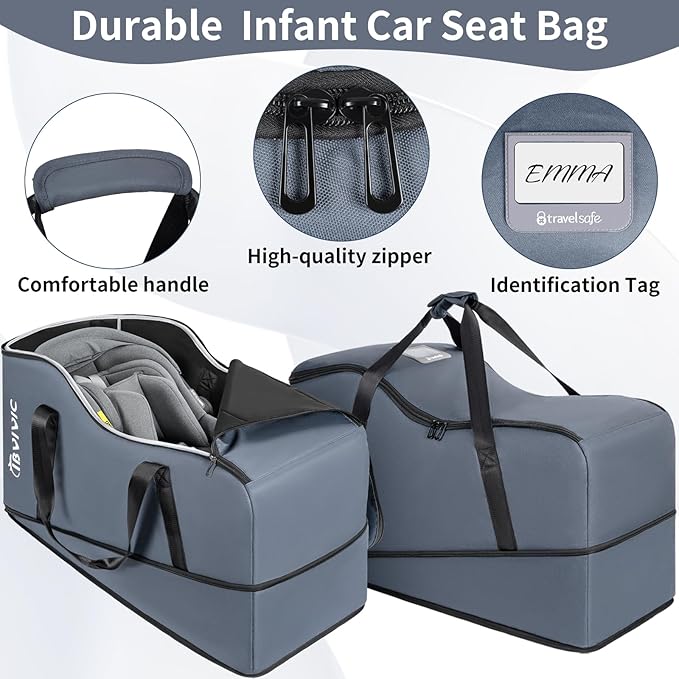 IBVIVIC Car Seat Travel Bag Compatible with UPPAbaby Aria and Mesa, Infant Car Seat Travel Bag Car Seat Cover for Airplane Travel (Grey)