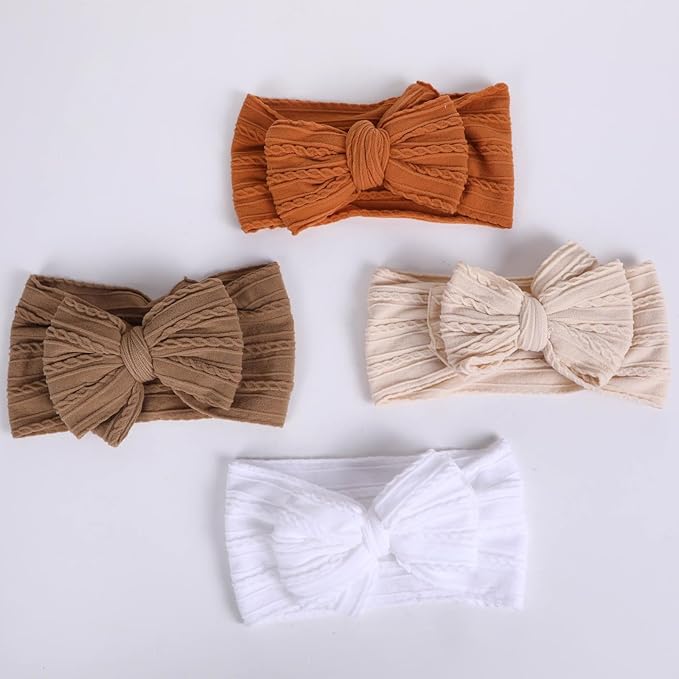 8 Pcs Baby Bows Headbands Soft Nylon Hairbands Super Elastic Headband Hair Accessories For Baby Girls Infant Toddler Essentials (8 Color-Green, Mid)