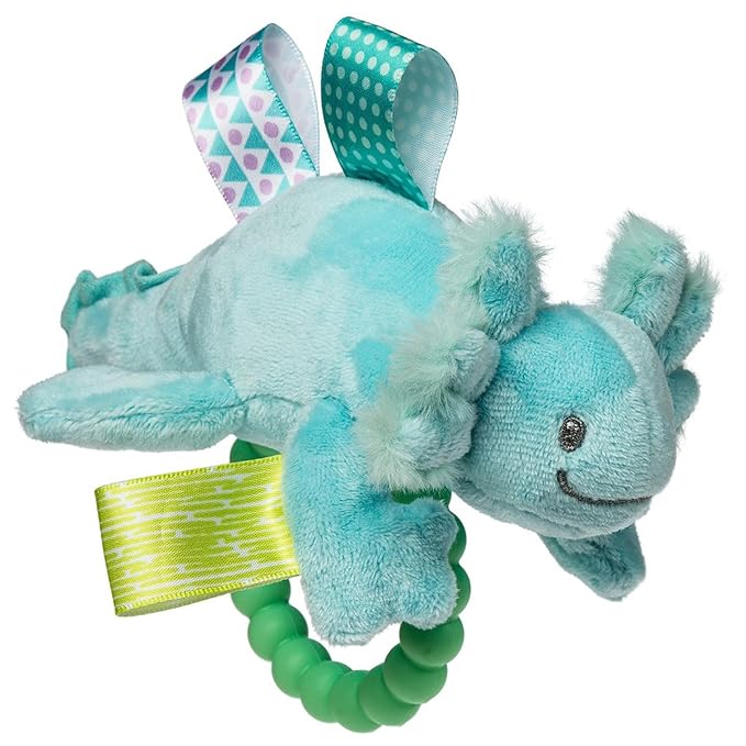 Taggies Soft Baby Rattle with Soothing Teether Ring and Sensory Tags, 6-Inches, Fizzy Aqua Axolotl