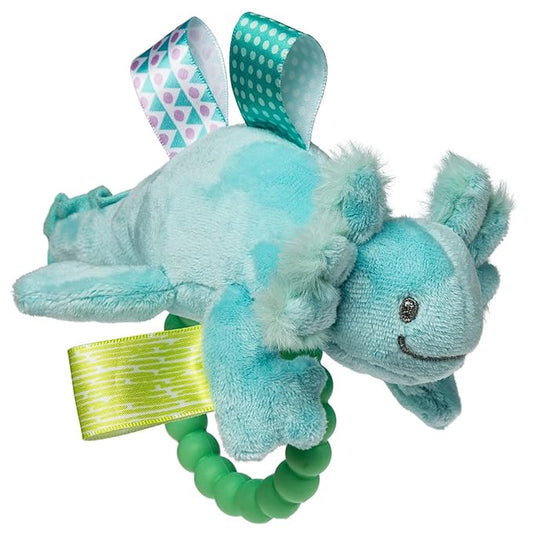Taggies Soft Baby Rattle with Soothing Teether Ring and Sensory Tags, 6-Inches, Fizzy Aqua Axolotl