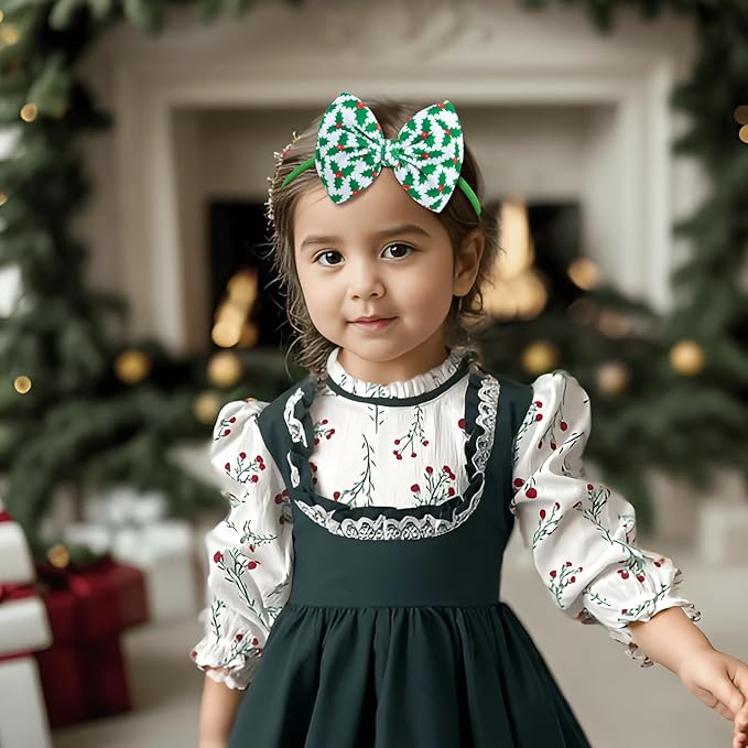 Christmas Baby Girl Bows Headbands Xmas Tree Headbands Candy Cane Hair Bow Elastic Nylon Hairbands Hair Accessories Newborn Infant Toddler