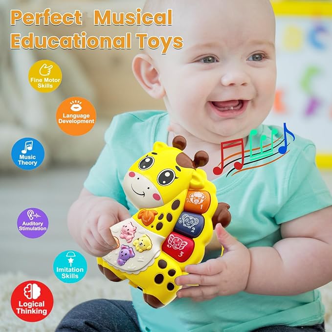 Baby Piano Toy, 6-12 Months Light Up Music Baby Toys for 0 3 6 9 Months, Early Learning Educational Boys Girls Gifts (Giraffe)