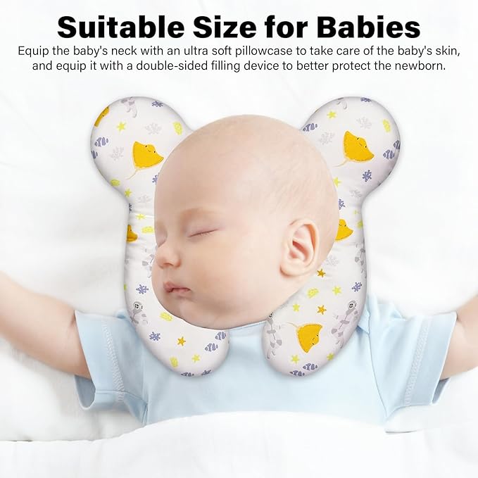 Baby Neck Pillow - Upgraded Baby Support Travel Head Pillow, Portable Headrest for Toddlers & Children for Car Rides, Planes, Road Trips (A10)