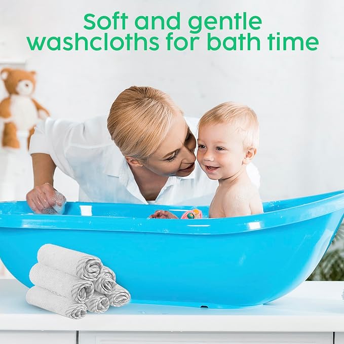 San Francisco Baby Bamboo Rayon Washcloths for Newborn - Soft, Absorbent, 6-Piece, White