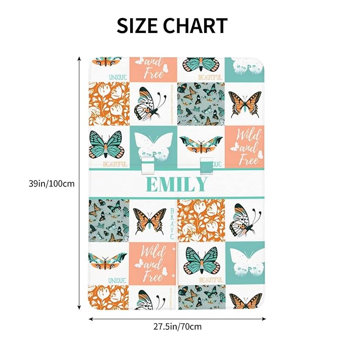 Personalized Minky Car Seat Canopy for Girl Boy, Custom Name Stroller Car Seat Covers Cover for Infant Newborn Shower Gift, Nursing Opening Carseat Cover for Breastfeeding, Beautiful Butterfly