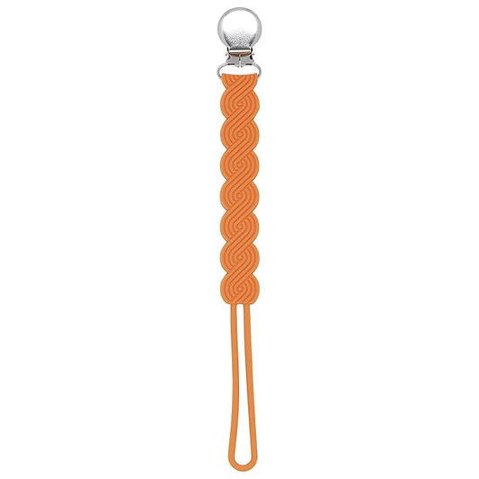 Three Little Tots All Silicone Modern, Short and Safety Tested Pacifier Clip (Orange, Waverly)
