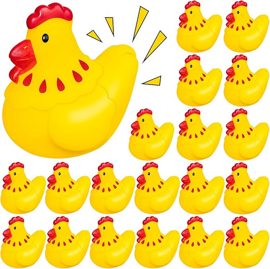 Rubber Chicken Toys for Kids, 20Pcs Cute Yellow Chicks Squeak for Boy Girl Baby Shower Birthday Party Favors Gifts Decoration